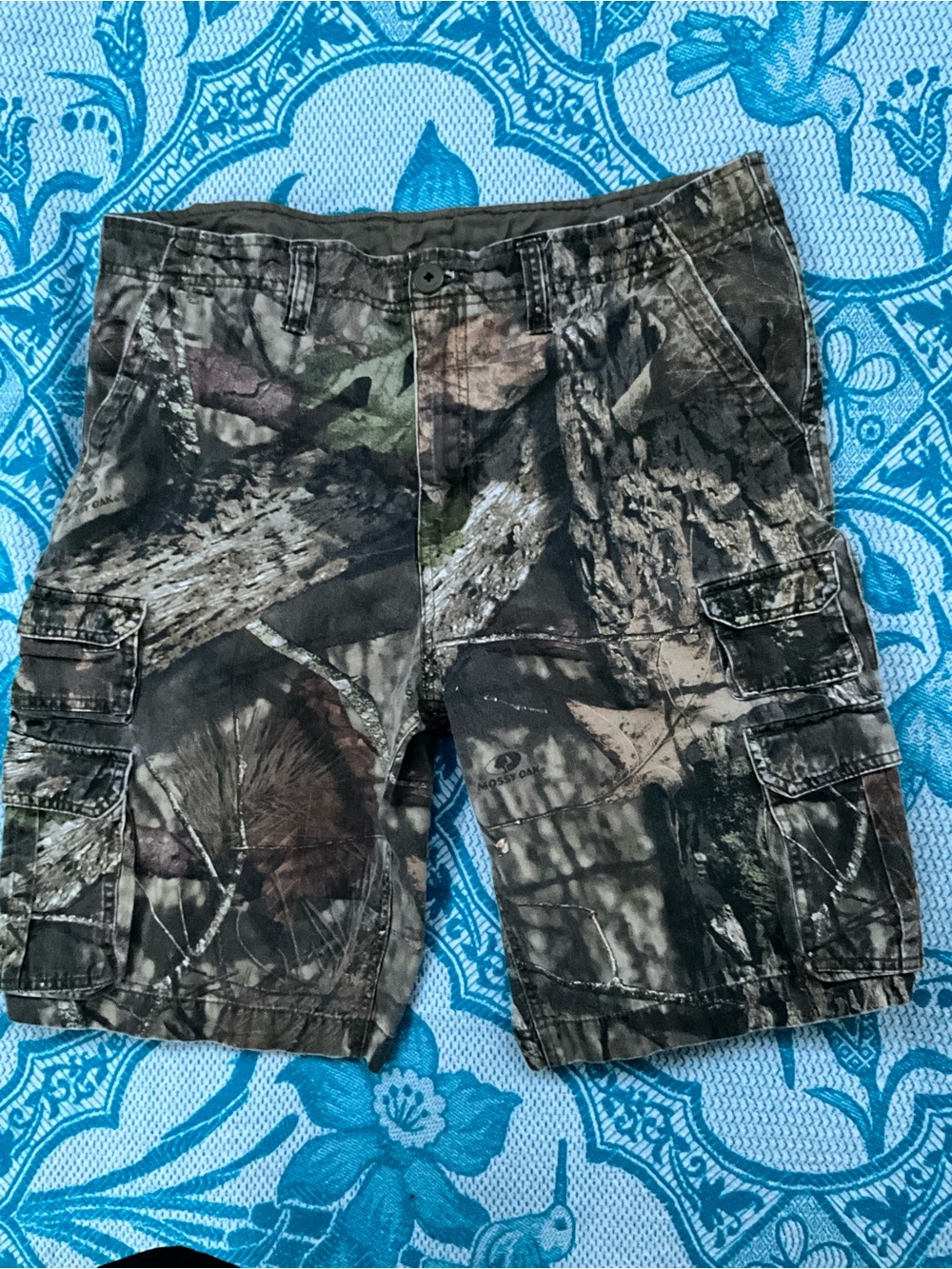 Faded Glory Mossy Oak Camo Cargo Shorts Men's 38 Y2K Utility Gorpcore